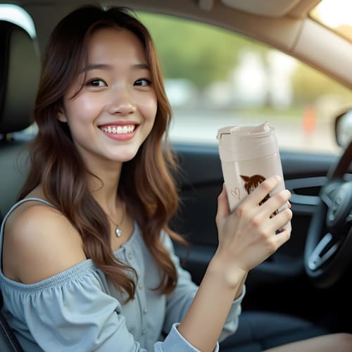 Cute Stainless Steel 2-Way Water Bottle, Direct Drinking, Coffee Cup, Large Capacity, Cold/Hot Insulation, Vacuum Insulated, Leak-Proof, Stylish and C