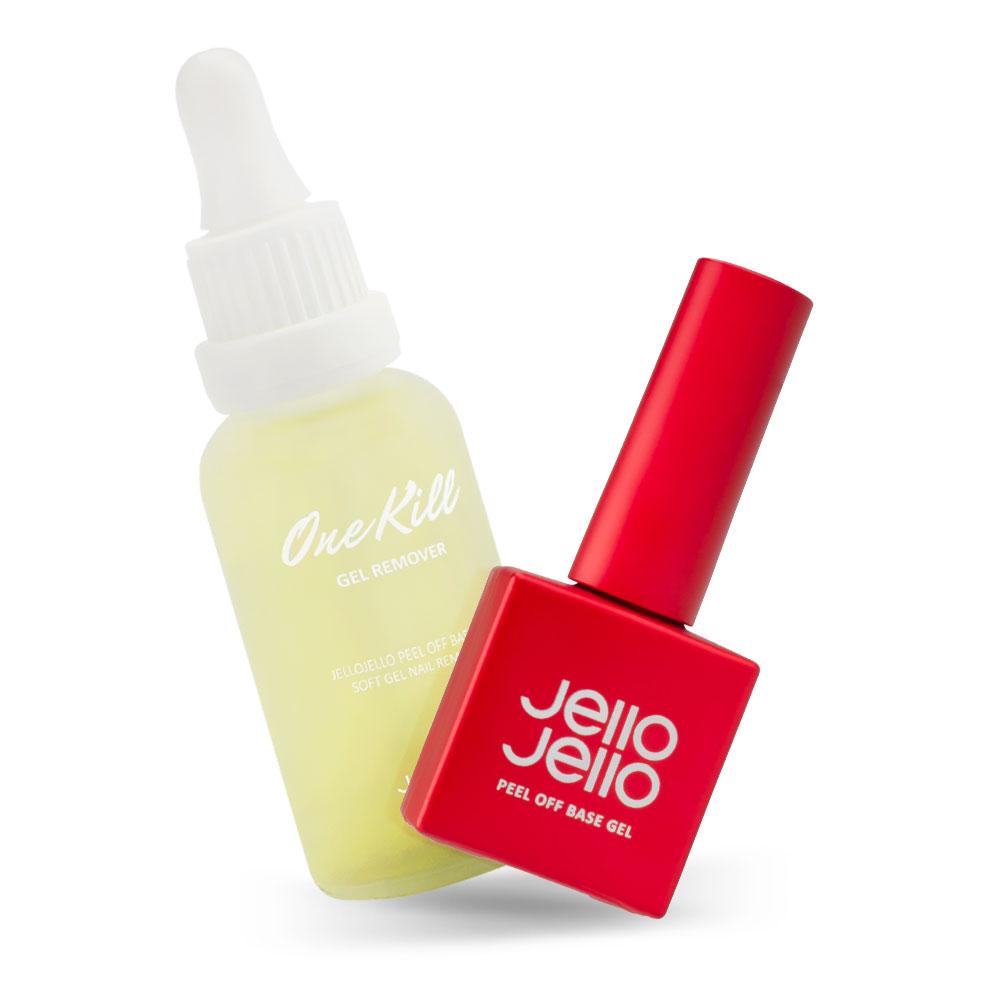 Jello Jello Peel Off Base Gel & One Kill Remover Easy Gel Nail Removal Set 10ml + 30ml