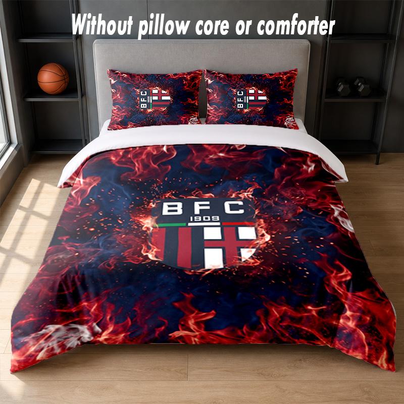 Bologna FC Design Bed Bedding Set 1 Duvet Cover + 2 Pillowcases Soft Breathable Household Bed Linens
