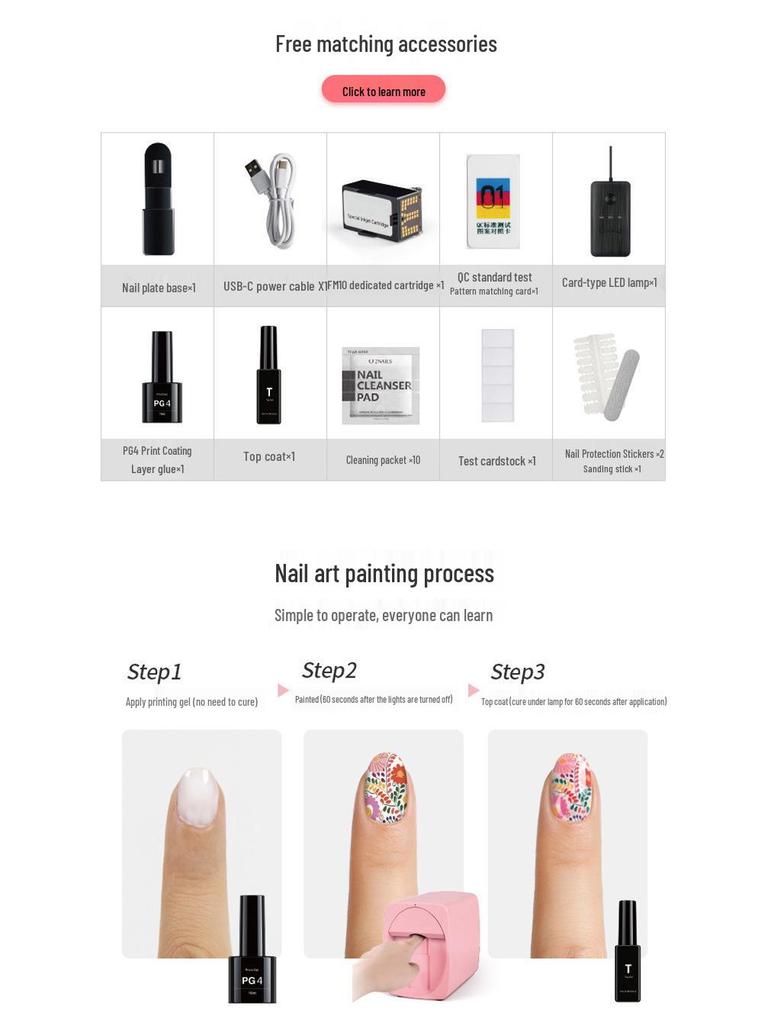 Portable 3D Nail Art Printer: Fully Automatic Color Painting and Floral Design Machine