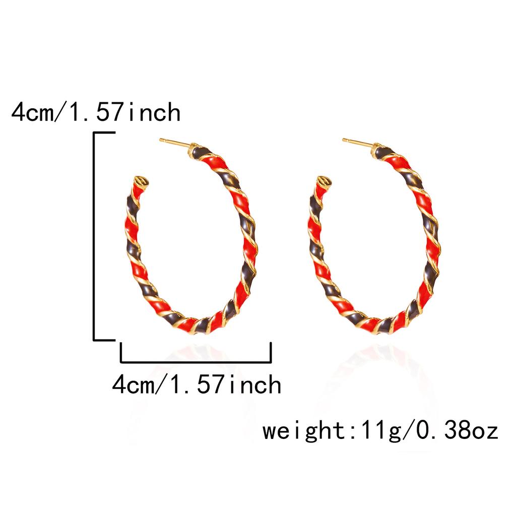 Merry Christmas Colorful Earrings Ear Hoop for Women Minimalist Red Green Twist Round Circle Earring for Women Girl New Year Xmas Jewelry Gifts