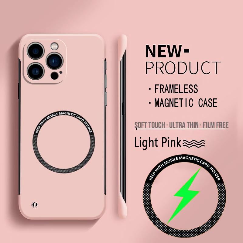 For Magsafe Magnetic Frameless Phone Case For iPhone 7P 12 13 14 15 16 Pro Max 15 16 Plus Ultra Thin Hard PC Shockproof Cover