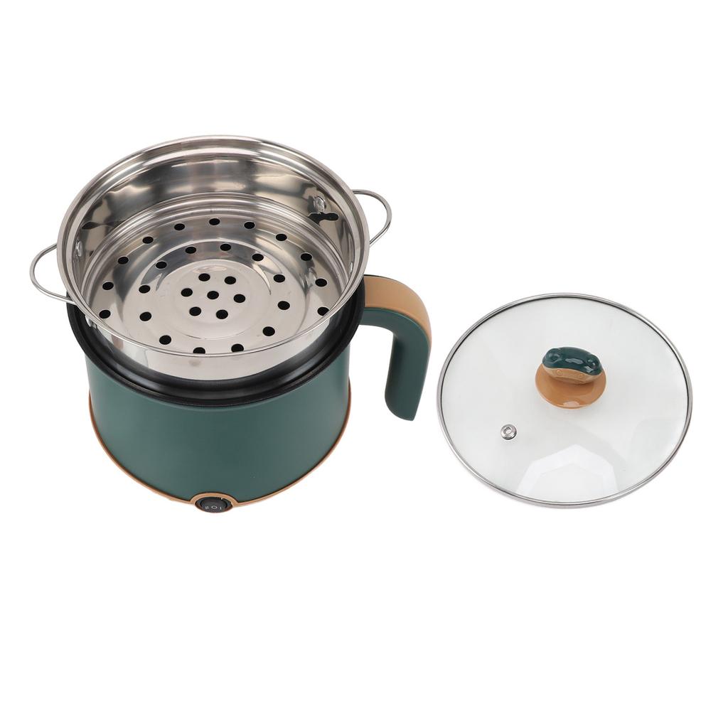 Electric Hot Pot Green 1.8L 600W Cooking Pot with Steam 2 Adjustable Level Anti Stick
