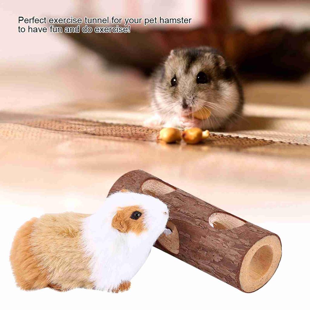 Wooden Animal Tunnel Exercise Tube Chew Toy for Rabbit Ferret Hamster Guinea Pig