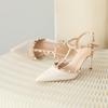 French Nude Pointed Rivets High Heels Women's 2025 New Beautiful Sexy Willow Single Shoes with Sandals
