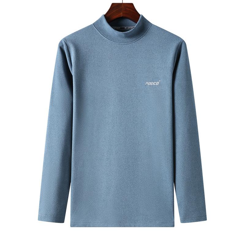 Double-sided Velvet Inner Layer Autumn Warm German Velvet Base Layer Half Turtle Collar Solid Color Close-fitting Base Layer for Men