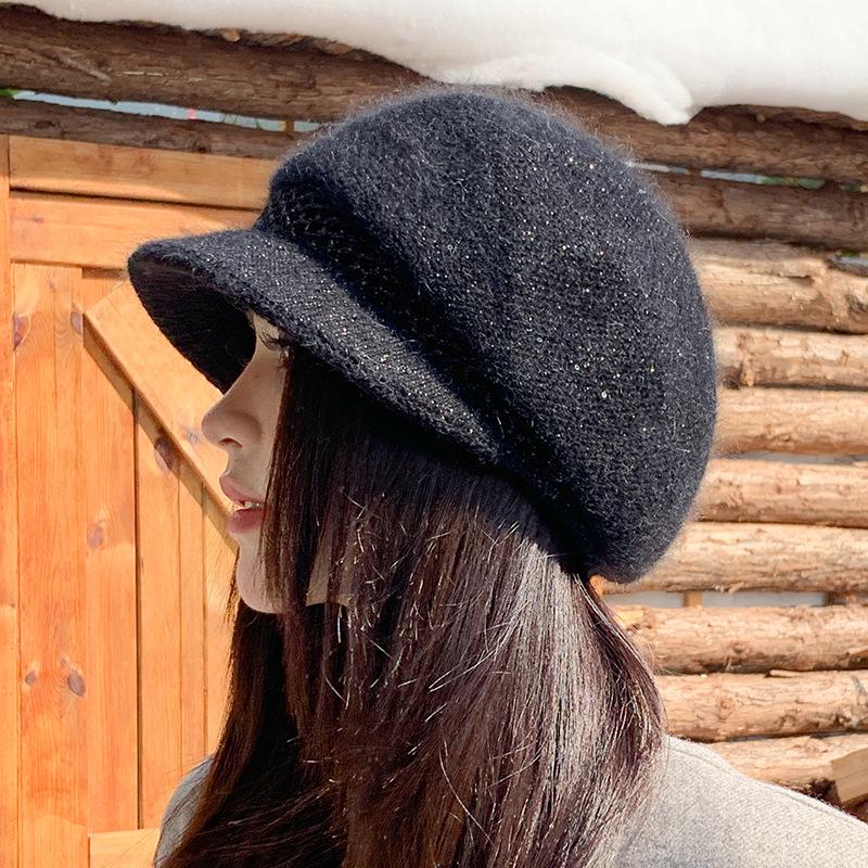 Wool Hat Women's Autumn and Winter Warm Knitted Cap Cold Protection Ear Hat Rabbit Hair in The Elderly Hat
