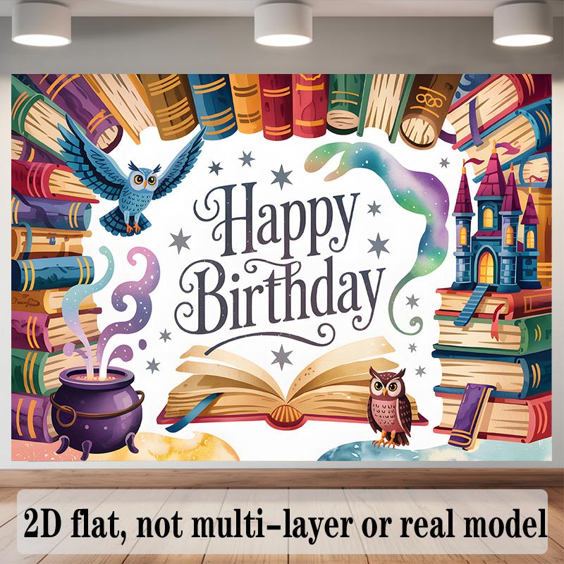 Magic Castle Birthday Banner, Academy Theme Backdrop Wall Decor for Party