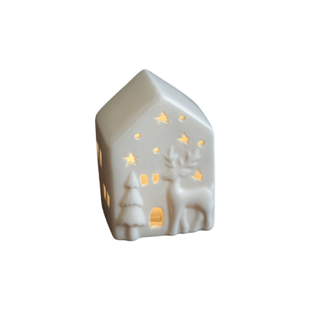 Ceramic Ornaments Luminous Christmas House House European Style Hollow Desktop Decoration Night Light Atmosphere Light