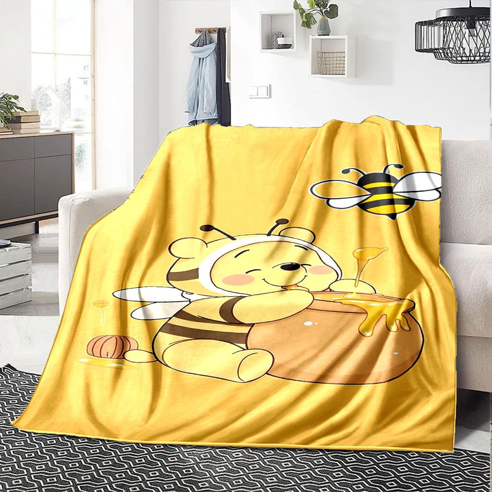1pc Bee Honey blanket Lightweight Flannel Throw for Sofa Bed Travel Camping Livingroom Office Couch Chair