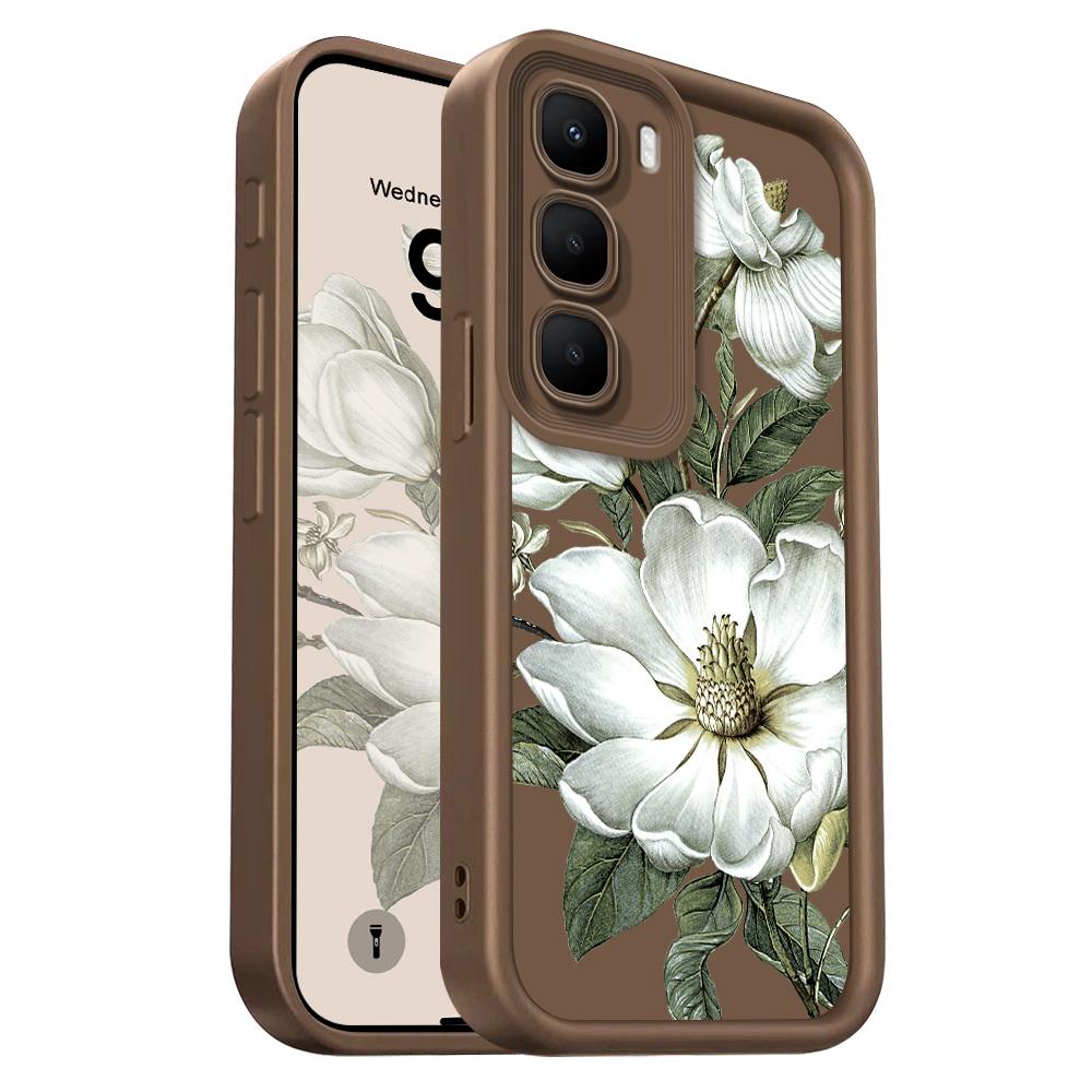 

Magnolia Flower Phone Case For Infinix Hot 60 60I 50 40 40I 30 30I 20 Pro Plus Play 4G 5G Staircase Soft Cover Hot 60I 4G коричневый