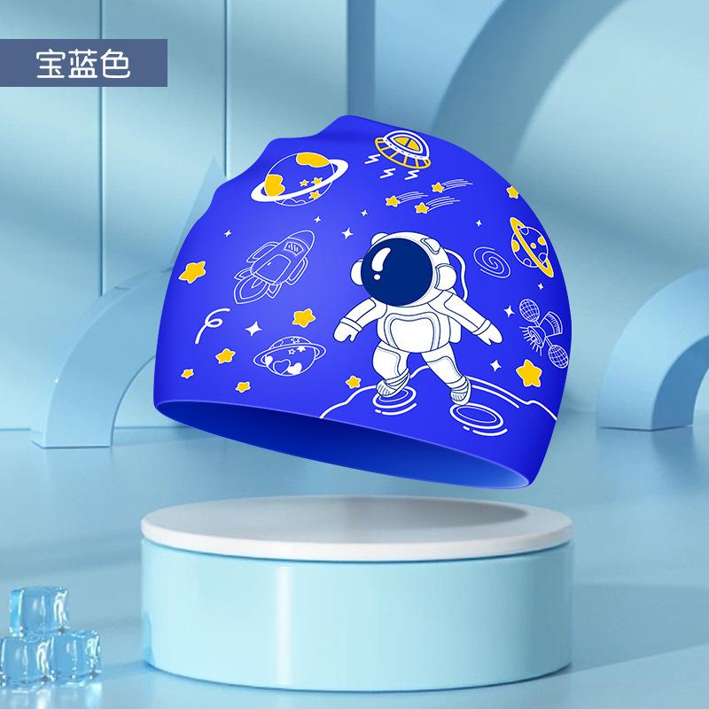 Kids Swim Cap High Elastic Waterproof Silicone Breathable Lightweight Cartoon Pattern for Pool Swimming Boys Girls Comfort Fit