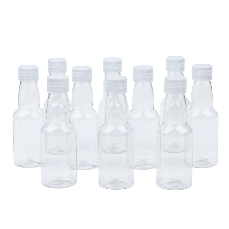 Mini Plastic Drink Bottles 10Pcs 50ML Leakproof Portable Liquor Juice Containers for Daily Use Travel Picnic
