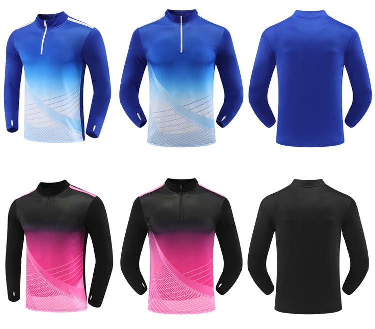 Unisex Autumn Winter Long Sleeve Football Training Suit with Half Zip for Children and Adults