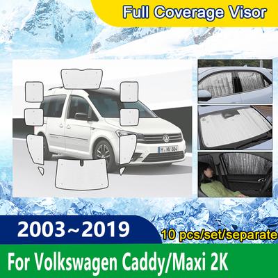 Plně krycí clona pro VW Volkswagen Caddy Maxi 2K 2003~2019 Ochrana proti slunci Přední Zadní Podložka Čelní sklo Sluneční clony Auto