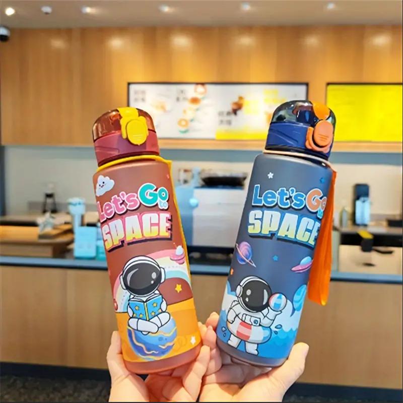 700ml Kosmische Astronauten-Themen Isolierte Wasserflasche Auslaufsicherer Klappdeckel Trageschlaufe Tragbar Entzückender Aktivitätenbecher BPA-Frei