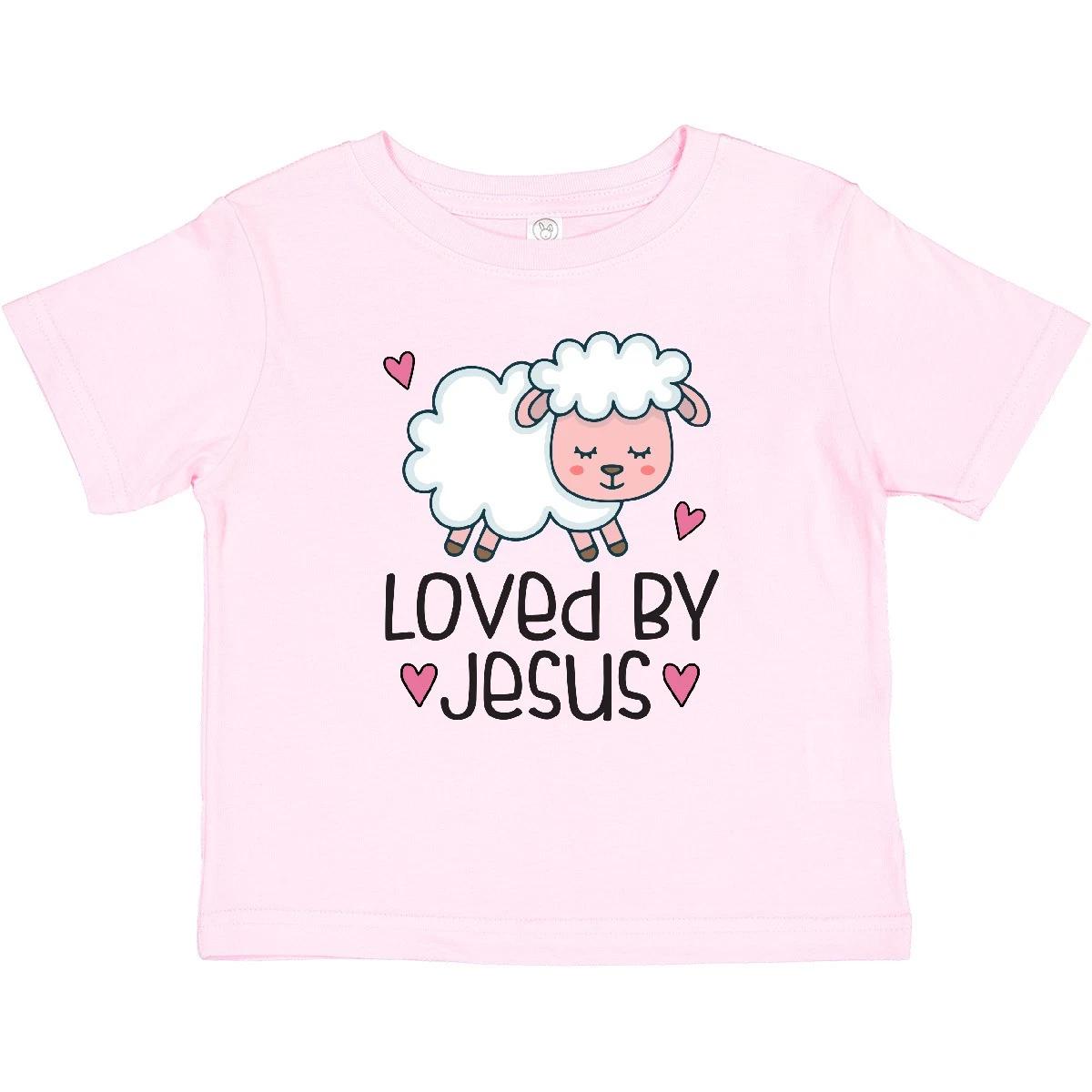Inktastic Loved By Jesus Cute Baby Lamb Baby T-Shirt Religious New Easter Outfit 110