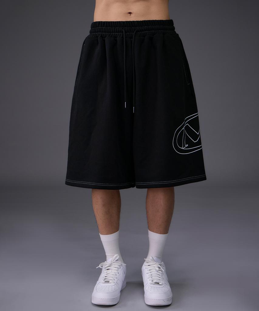 Mihag Stroke Logo Stitch Bermuda Shorts (Black)