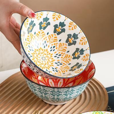 6.25 Inch Bohemian Bowl Creative Rice Noodle Soup Salad Ceramic Bowl Home Kitchen Dishes Restaurant Retro Dinnerware Set 2025