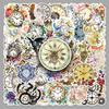 50 Retro Mechanical Clock Stickers: Nostalgic, Artistic, Waterproof DIY Decorative Stickers for Journals