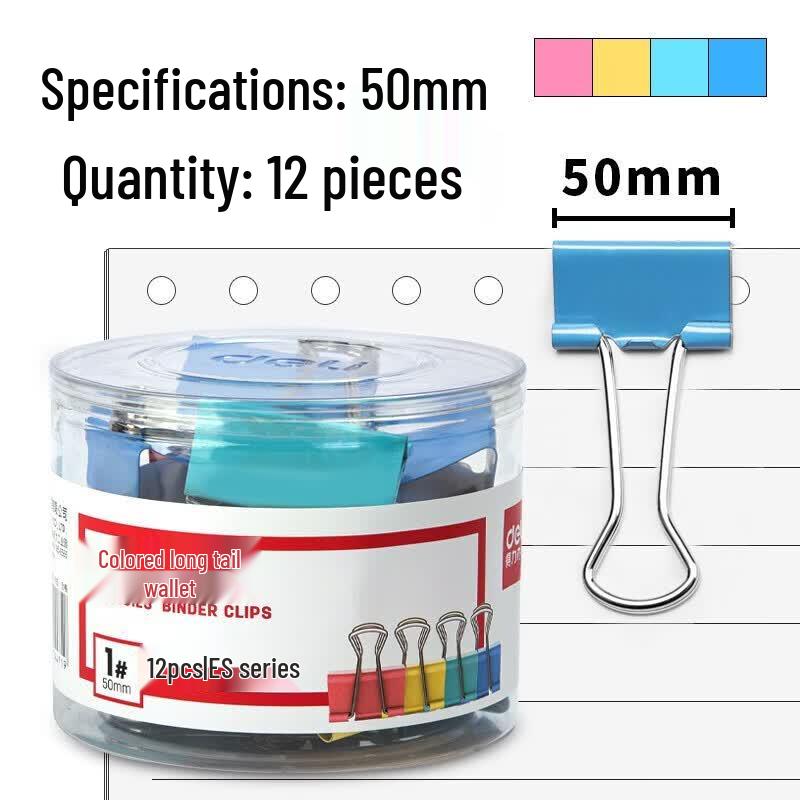 Deli 50mm Assorted Color Binder Clips