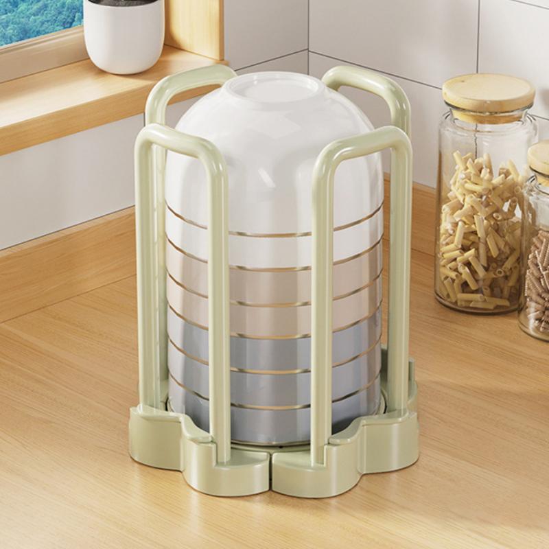 

Кухонный шкаф Бытовая выдвижная стойка для сушки мисок, тарелок, тазиков Многофункциональная настольная стойка для хранения посуды и мисок для риса зелёный