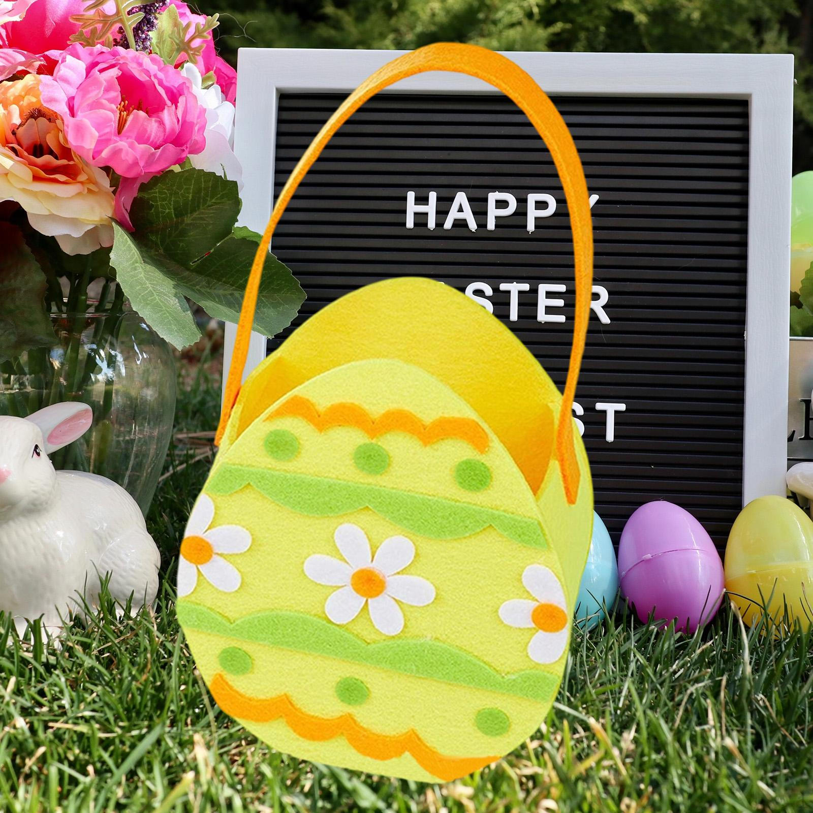 

Easter Basket Egg Holder Felt Handle Reusable Toy Container Decorative Accessory Suitable for жёлтый