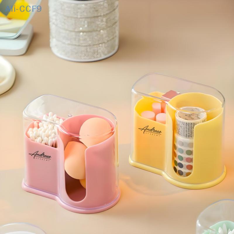 Desktop Dustproof Storage Box For Cotton Pads And Swabs With Lid, For Cosmetics Storage And Organization