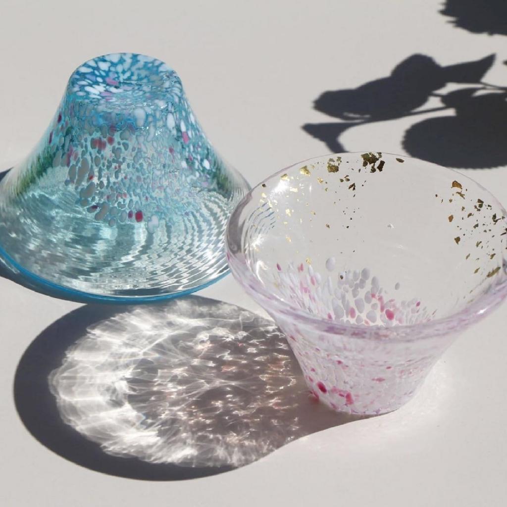 Toyo Sasaki Glass Shofuku Cup Sakura Fuji Sake Set, Made in Japan, Sake Cups, Sake Glasses, Carafe Set, Mount Fuji Design, Gift, Present, Gift for Res