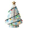 Sports Ball Inspired Christmas Tree Figurine Handcrafted Faux Leather Tree Shaped Tabletop Decoration with Golden Star Topper for Holiday Home Decor