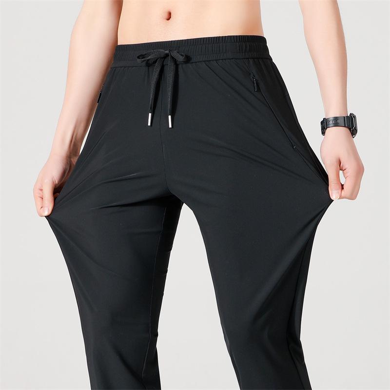 Men's Summer Ice Silk Joggers - High Elasticity, Plus Size, Casual Sports Pants