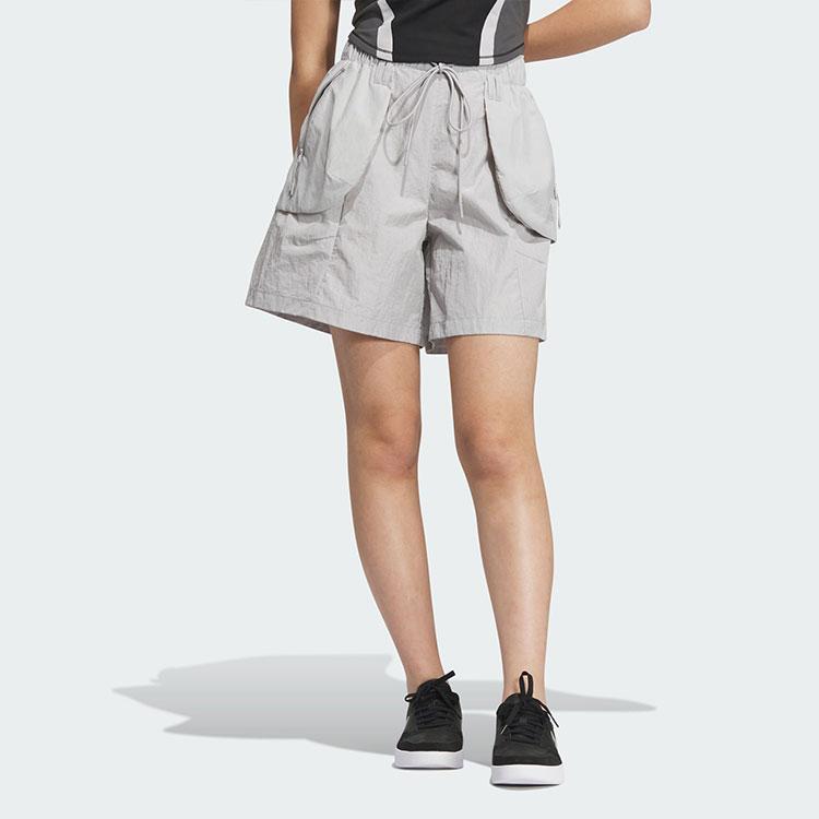 Adidas Woven Shorts Solid Color Minimalist Water-Resistant Cargo Style Loose-Fit Sports Casual Shorts Women Shorts Light-Gray JJ1597