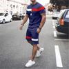 Men's Casual Sports Set Short Sleeve and Shorts Two-Piece Fashion Geometric Pattern Summer Daily Wear Comfortable Breathable