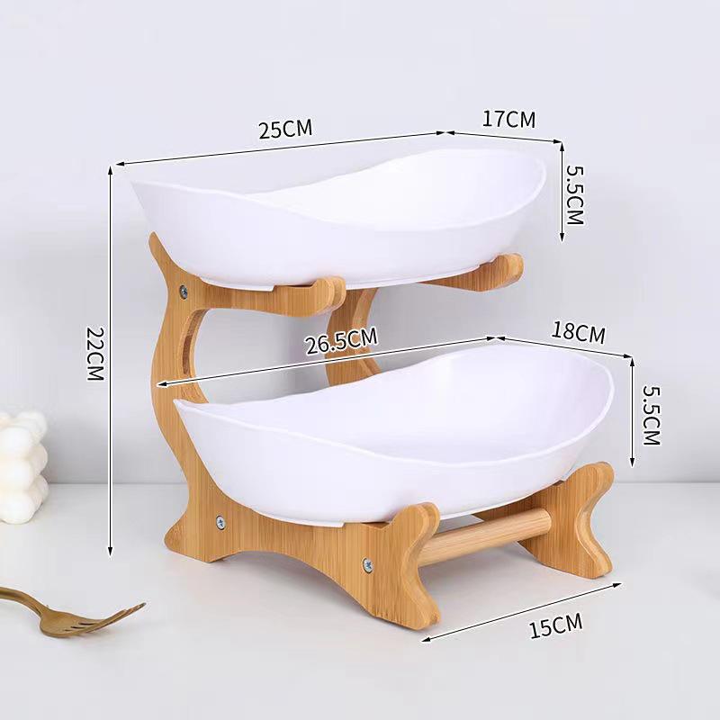 

European-Style Creative Bamboo & Wood Multi-Layer Fruit and Snack Tray