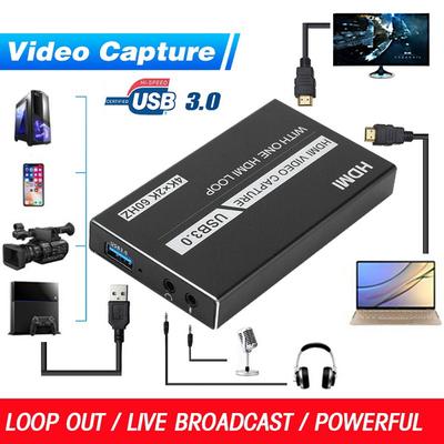USB 3.0 HDMI Video Capture Card Konverter mit HDMI Loop 4K 1080P Audio Video Grabber Konverter für Laptop PC TV Videoaufzeichnung Live-Übertragung