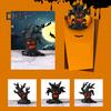 1/4Pcs Halloween Spooky Tree Figurine Ghost Tree Stump Resin Statue Sculpture Indoor Outdoor Garden Desktop Decoration Ornament