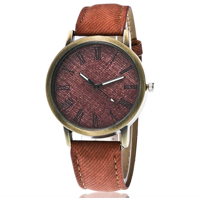 Men's VintaeWatch Men's Bronze Watch Scale Denim Strap Quartz Watch
