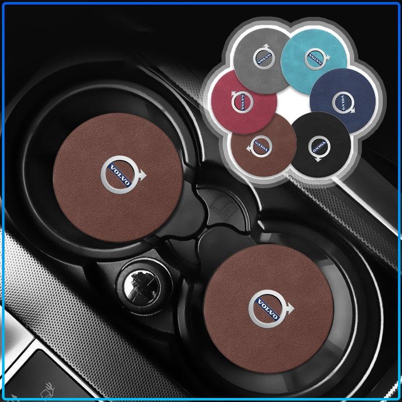 Car Leather Water Coaster Non-Slip Mat Car Bottle Holder Insert Pad For Volvo XC60 XC90 S60 S80 S40 V40 V60 V70 V50 XC70