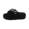 European goods heightened thick-soled fluffy slippers women wear high-end explosion spring and autumn chain Internet celebrity cross plush slippers