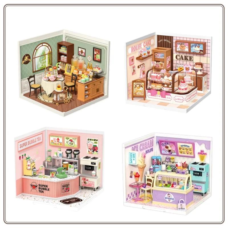 Rolife Super World Cake Shop DIY Houses Building Blocks Assembling Toy Models DIY House Decorations Christmas Birthday Gifts