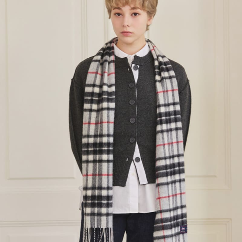 ABRAHAM MOON Merino Wool Muffler 25cm - Gray Thompson