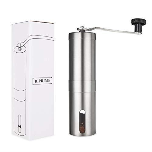 B.PRIME Moulin à café manuel inox et céramique réglable à l'infini et facile à nettoyer