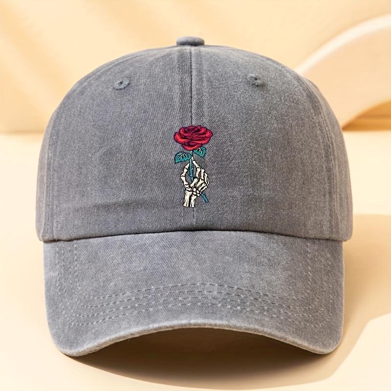 Fashionable rose printed baseball cap, multifunctional outdoor casual duckbill cap Adjustable