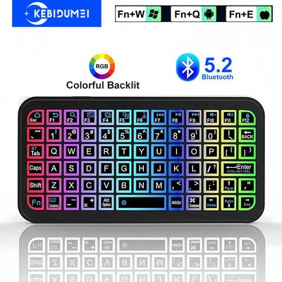 Mini RGB Bluetooth Tastatur mit Hintergrundbeleuchtung für PC Tablet Laptop Wiederaufladbare Kabellose Bluetooth Tastatur