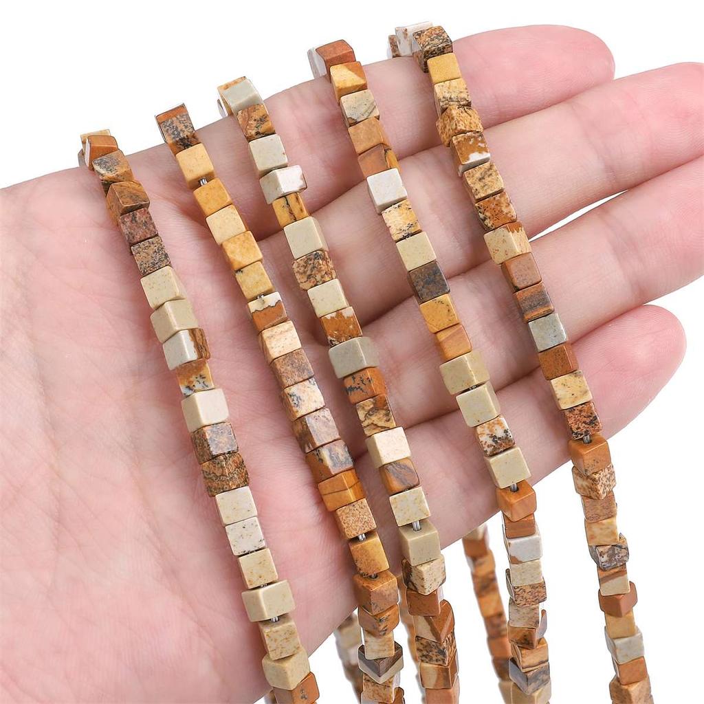4mm Natural Stone Square Cube Beads Tiger Eye Agate Quartz Aventurine Stone E Spacer Loose Beads for Jewelry Making  85pcs 38cm