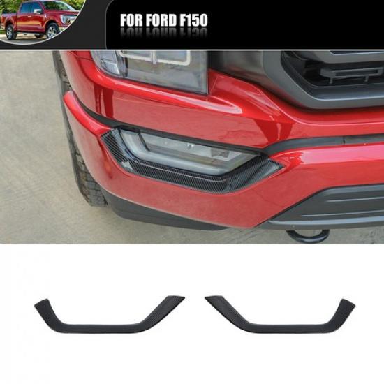 2xCar Front Fog Light Lamp Eyebrow Cover Trim Fit for Ford F150 21+ Carbon fiber