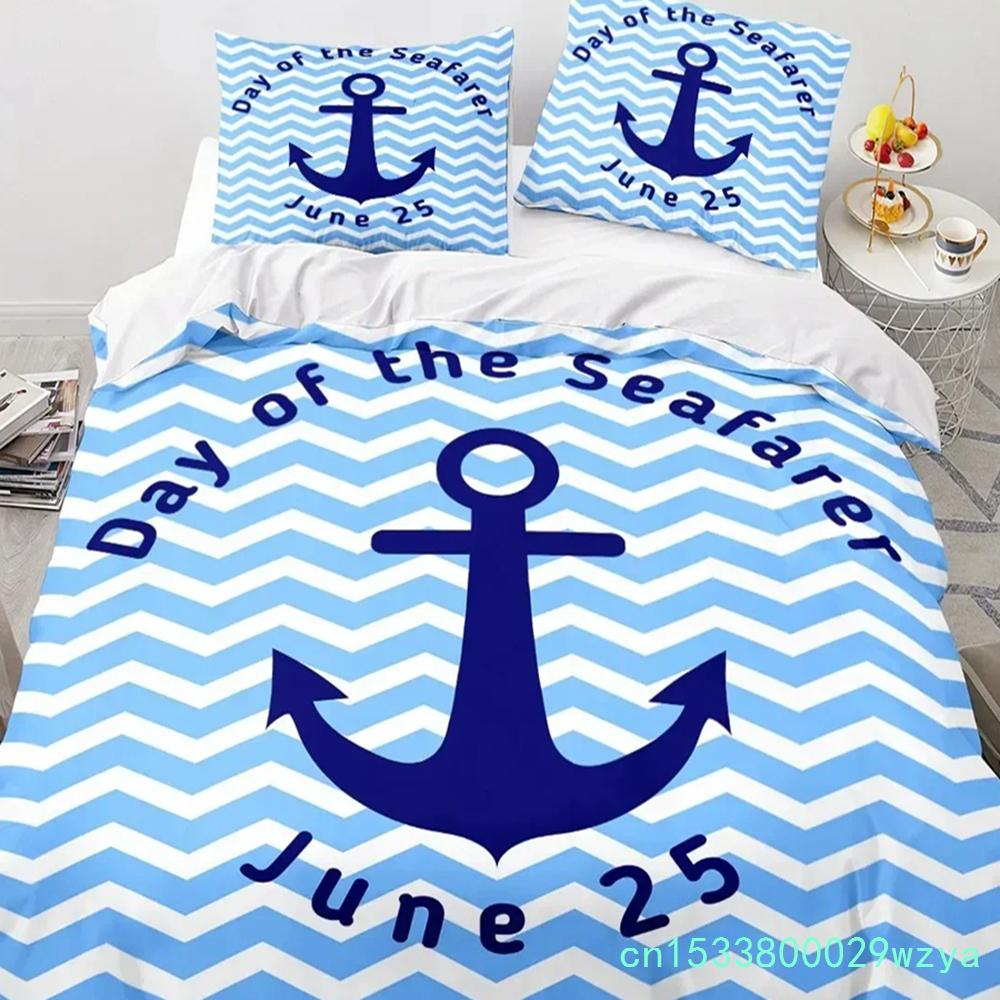 3D Druck Neue Nautische Ozean Anker Bettwäschesets Ozean Geist Bettbezug King Queen Einzelgröße Bettwäsche Teenager Jungen Geschenk