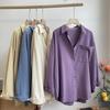 Camicie Casual da Donna Larghe Oversize Multicolore con Collo a Revers Tasca Manica Lunga