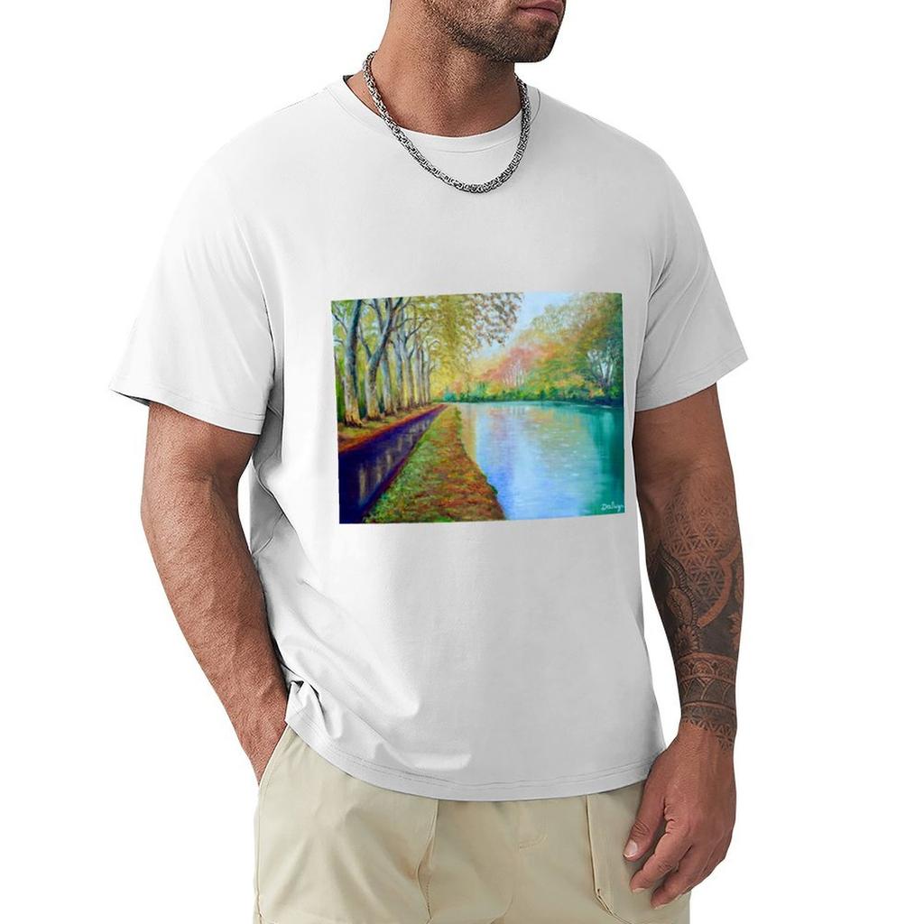 Canal Du Midi At Castanet Languedoc France Tshirt Outdoor Sports Short Sleeve Top