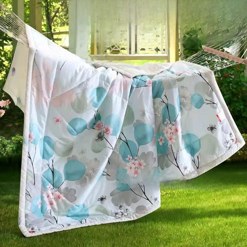 Printing Flower Breathable Cotton Blended Summer Blanket For Comfort Indoor